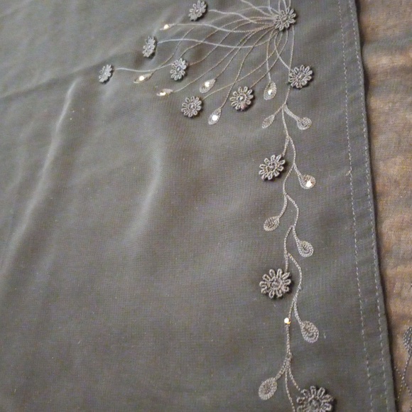sheer scarf and wrap for new years  cooling effect embroided dainty soft botanic - Picture 12 of 13